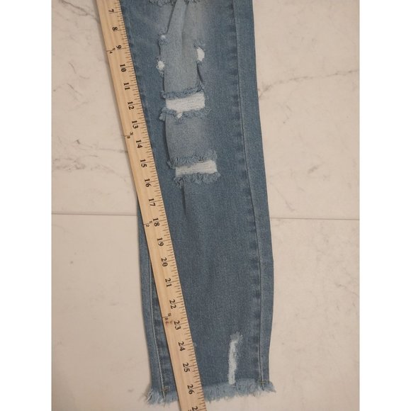 Distressed Raw Hem Skinny Ankle Blue Jeans - Unbranded Women's  Sz 8 - Picture 9 of 9